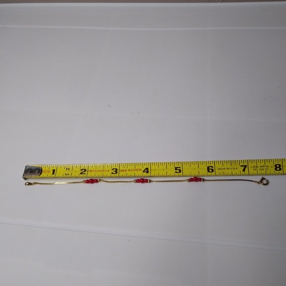 Vintage Small Red Bead Necklace & Bracelet Set - Picture 9 of 9